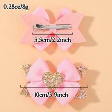 2pcs Shiny Heart-Shaped Sequined Bow Hairpin, Cute Valentine'S Day Hairpin, Hair Accessory, Surprise Accessory - Multicolor - View 7