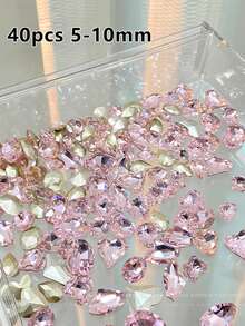 20/40pcs Campuran Permen Soda Ujung Lancip Rhinestone Warna-warni, Berlian Gula Es Berbentuk Hati Kristal, Dekorasi Seni Kuku, Hiasan Kuku - MultiWarna - View 10