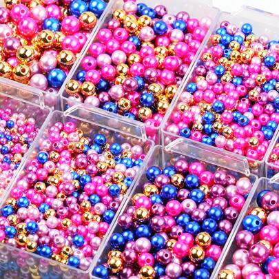 4-12mm ABS Iridescent Faux Pearl Round Beads, Craft DIY Accessories, Decorative Fillings For Makeup Box, Macarons