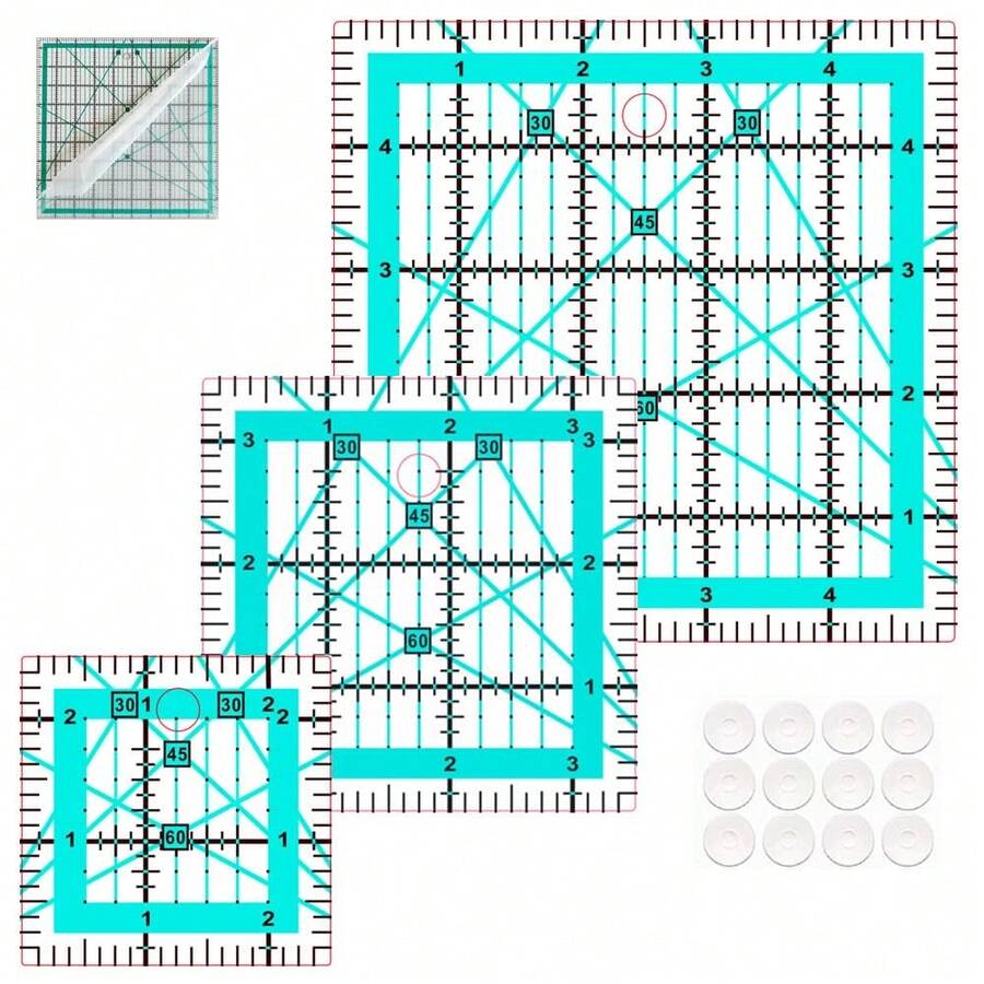 3 Pack Acrylic Quilting Square Ruler Set – 2.5", 3.5" & 5" Fabric Cutting Templates For Quilting And Sewing Projects - 1 - View 1