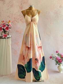 xheSHEIN Holidaya Vestido de tirantes finos para mujer de talla estándarxhe - Amarillo - Ver 9