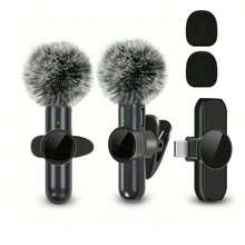 Wireless Lavalier Microphone For Smartphone, Plug-Play Wireless Microphone For Video/Audio Recording, Clip On Lapel Mic For Interview/Vlog/Teaching - Black - View 10