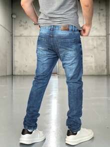 Men's Slim Fit Premium Denim Jeans With Elastane Lycra - 藍色亞洲 - 查看 4