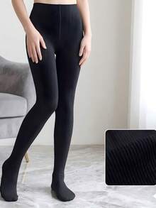 Women's Ribbed Ankle-Length Tights, Lined, Warm, With Full Foot Coverage, Elastic, Sizes 36 To 42. - Therefore 2pcs - View 4