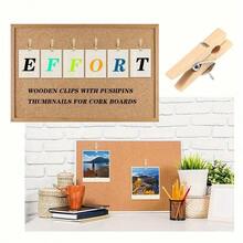 20pcs Wooden Push Pins For Bulletin Board, Message Board Clips Wooden, Photo Card Holder Stationery, Desk Organizer For Office Students DIY Wall Decor (Natural Wood) - 20 Pcs/Box - View 10