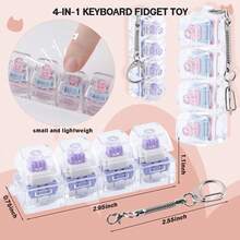 1pc Keyboard Stress Relief Toy, Silent Keyboard Stress Relief Keychain, 4-In-1 Keyboard Pressure Relief Button Finger Clicker Toy, Button Pressure Relief, Relieve Stress, Ideal Gift For Family And Friends, Also Best Choice For Birthday Or Christmas Gifts - Multicolor - View 2