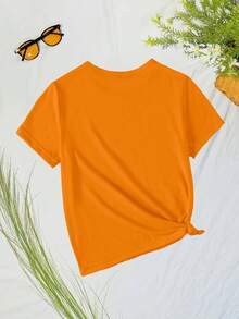 Short-Sleeved T-Shirt, 95% Cotton - Soft And Breathable, Ideal For Casual Summer Wear And Outdoor Sports, With A Loose-Fitting Round Neck, Printed T-Shirt Suitable For Spring, Summer And Autumn - Comfortable T-Shirts For Everyday Wear. - 橘色 - 查看 2