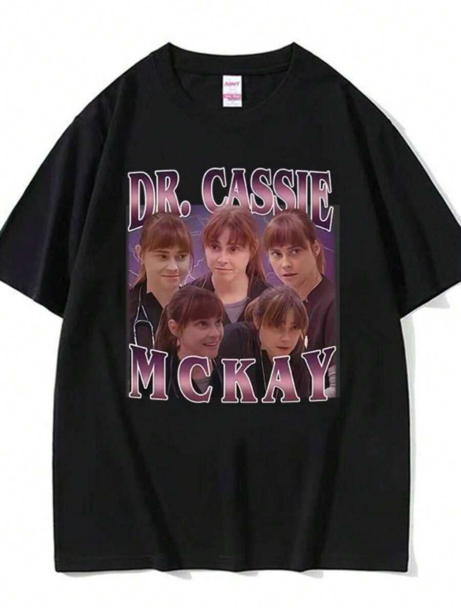 Women's Blouses Dr. Cassie McKay Vintage (Fiona Dourif) Print T-Shirts Men Women Retro Hip Hop Street T Shirt Summer Short Sleeve Loose T Shirts - 黑色 - 查看 1