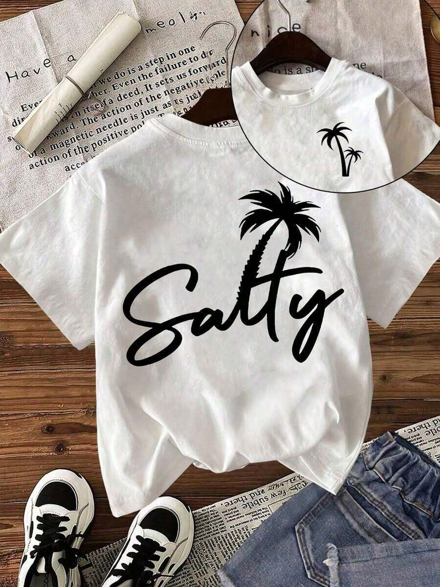 Camiseta de cuello redondo informal con estampado de cóctel Tequila Sunrise y sudadera ligera para mujer de primavera y verano - Blanco - Ver 1