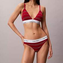 Calvin Klein Icon Cotton Modal Lightly Lined Triangle Bralette QF8498 - Climbing Logo Pin Stripe / Scooter - 查看 3