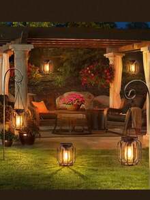 1pc Outdoor Hanging LED Light, Warm Light, Suitable For Porch, Garden And Outdoor Decor, Solar Powered, Ni-MH Battery, 600mAh Capacity, Outdoor Lighting | Retro Lantern | Solar Light, Outdoor Decor - Multicolor - View 3