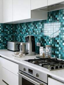 OUTANA 10 piezas Papel tapiz de mosaico 3D con degradado de color para decoración del hogar, tamaño 15 x 15 cm, autoadhesivo, impermeable, a prueba de humedad, fácil de limpiar, ladrillo grueso de cristal, autoadhesivo, impermeable, lavable, adhesivo de pared de PVC de alta gama, adecuado para cocina, sala de estar, lavandería, dormitorio, oficina y otras habitaciones - Varios estilos - Ver 3