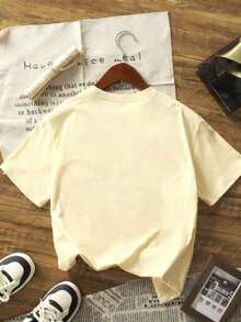 1 Women's Summer T-Shirt With Round Neck And Short Sleeves, Printed With The Phrase "Sleeping Cat" In English, Suitable For Summer, Beach, Street, And Everyday Party Occasions. Y2K Stylish Vacation Top, Casual Summer Outfit, Women's Holiday Clothes - 黃色 - 查看 7