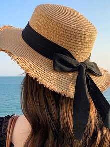Customized Straw Hat With Embroidered Name, Summer Sun Protection Hat, Fashion Hat, Couples Hat, Unique Summer Style, Handmade Embroidery, Tight And Neat Stitching, Vibrant Colors, One-Of-A-Kind Embroidered Hat, Durable Straw Hat, Convenient To Carry, Suitable For Travel, Sun Protection, Singles Party Gift, Birthday Gift, Valentine's Day Gift - Multicolor - View 10