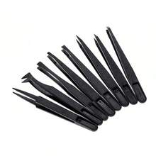 8pcs Anti-Static Black Carbon Fiber Tweezers Set - Multi-Functional Portable Straight & Bent Heat-Resistant Repair Tools, Industrial Precision Tweezers, High Elasticity, Suitable For Electronics, DIY Manual Tools, Phone Repair - Tweezers - View 9