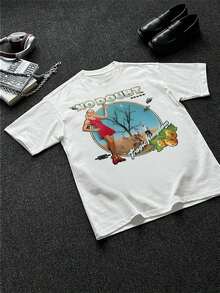 Camiseta de Hombre con Diseño Gráfico de la Banda Tragic Kingdom, Estilo Vintage Cultura Maya No Doubt, 100% Algodón Grueso, Diseño Retro Único, Perfecta para Conciertos y Uso Casual, Regalo Ideal para Fanáticos de la Música y Amantes de la Nostalgia de los 90, Ropa de Verano para Mujer LILNCamiseta Algodón - Blanco - Ver 4