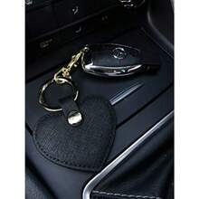 Dan Fashion Leather men Keychain Heart Shape Cute Leather Key Ring Car Key Holder Black - como en la imagen - Ver 3