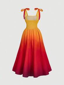 MOD Vestido largo con hebilla ancha en la cintura, informal para vacaciones - Multicolor - Ver 2