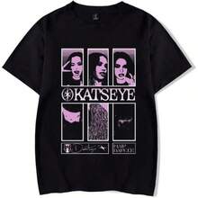 Camisetas Vintage Estilo Revista Katseye, Camiseta con Estampado de Fotos de Bandas de K-Pop en Algodón Negro, Ropa Casual de Algodón para Hombre, Ropa de Alta Calidad, Camisetas a la Moda, Camisetas de Manga Corta de Algodón Casual para Hombre - Camisetas Básicas de Verano para Hombre, Estilo sin Esfuerzo, Muestra tu Estilo Único, Top Corto Unisex de Moda Urbana, Top Casual Bonito y Ajustado Estilo Coreano para Grupos de Chicas. - Negro - Ver 7