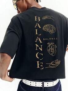 1 pieza Camiseta de manga corta para hombre | Diseño exquisito | Esencial de verano | Fácil de combinar, muestra tu estilo - Negro - Ver 1