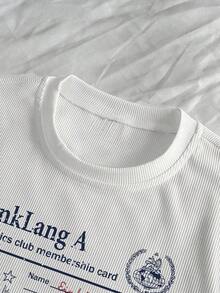 Camiseta casual de mujer de manga corta, cuello redondo, de unicolor y ajustada - Multicolor - Ver 3