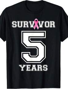 T-Shirt For Women Breast Cancer Survivors (5 Years Disease-Free) Breathable And Comfortable - 黑色 6 - 查看 6