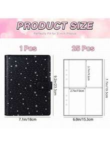 1 Set A5 Star & Moon Pattern PU Leather Loose-Leaf Photo Album, Includes 25 Inner Pages, High-Value Idol Collecting Album, DIY Card Collection Album, Suitable For Loose-Leaf Folder Card & Photo Storage - Multicolor - View 3