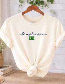 Minimalist. 1 Pack. 100% Cotton. Copa Brasil Women's Brazilian T-Shirt, 100% Cotton With A Minimalist Print, Casual And Comfortable, Sizes S-L. Round Neck, Summery. - 白色 - 查看 1