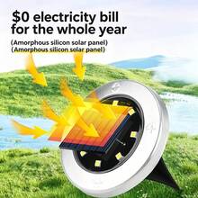 4入組太陽能地燈，太陽能路徑燈，8 LED升級版戶外亮景觀照明，適用於花園、庭院、露台、草坪、陽台、走道、節日裝飾 - [4個裝]暖光 - 查看 4