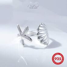 1 chiếc nhẫn bạc 925 hình sao biển và vỏ sò, thích hợp cho bãi biển mùa hè, tiệc tùng, đeo hàng ngày, làm quà tặng cho bạn bè và gia đình - Bạc - Xem 4