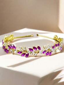 1pc Women's Fashion Princess Crown Rhinestone Headband, Sweet Birthday Hair Accessory - Green - View 4