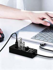 7-Port USB 3.0 Hub, 5Gbps High-Speed USB Splitter With LED Indicator, Plug & Play USB Expander For Laptop/PC/Desktop, Flash Drive, External Hard Drive, Gaming Console, Office/Home Use - View 6
