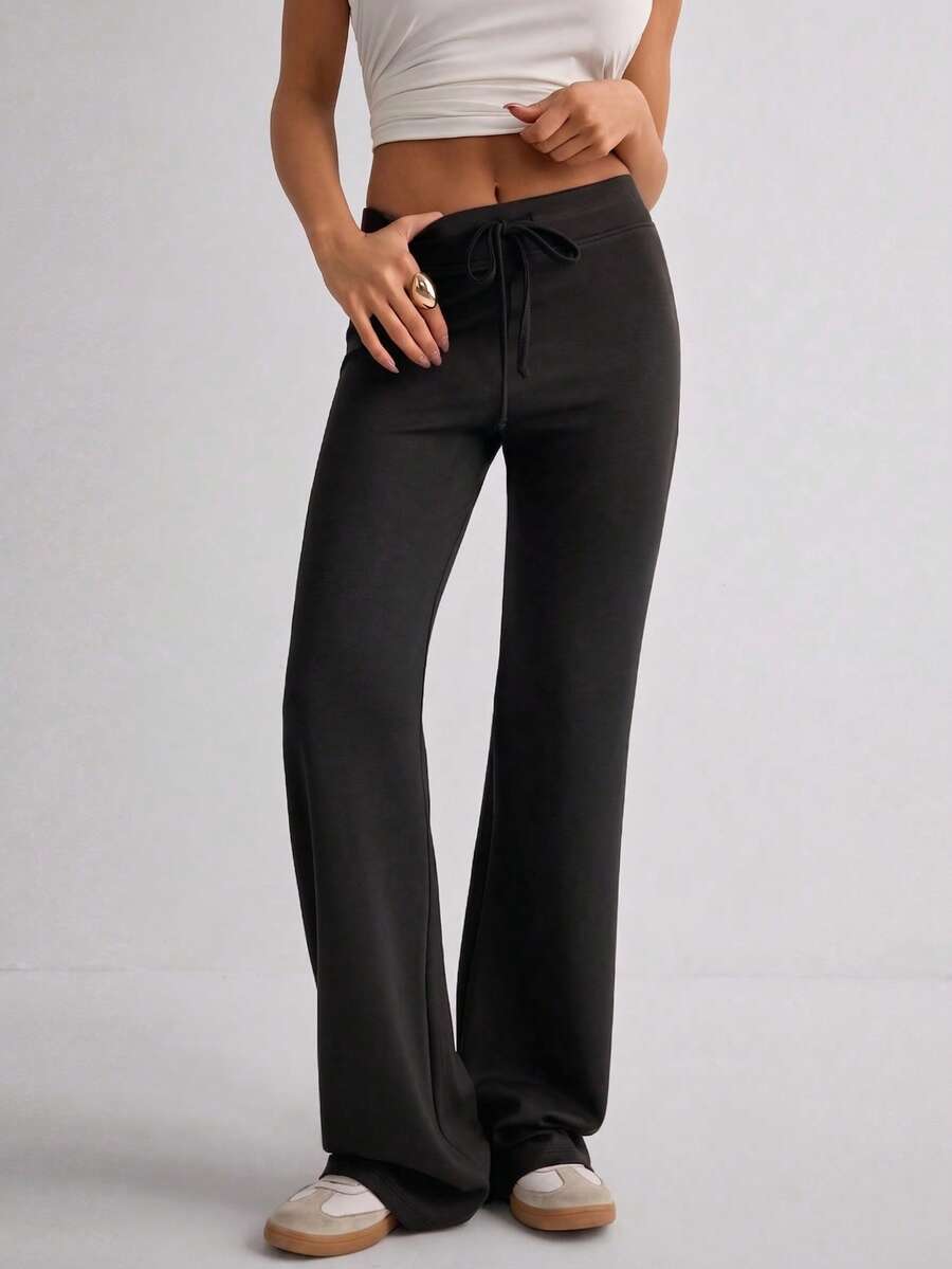 Women's Casual Commuting Minimalist Solid Color Elastic Waist Flare Pants