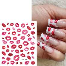 1pc Red Lips Pattern Self-Adhesive Nail Art Stickers Nail Decoration Nail Decals Nail Stickers Nail Beauty - Red - View 3