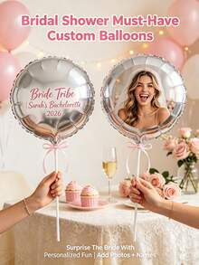 Custom Photo & Text Wedding Balloon, Personalized Round Photo Balloon With Custom Bride & Groom Photo, Perfect For Wedding, Bridal Shower, Engagement Party, Bachelorette, Birthday, Anniversary, Graduation Party, Personalized Wedding Gift - Multicolor - View 4