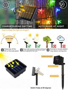 20/50/100 LED Solar Flower String Lights - Outdoor Light Strings For Garden Patio Yard Fence Christmas Tree Decoration With Fairy Light Ambience-Weather-Resistant,Energy-Efficient,And Easy To Install For Wedding, Party,Home, Lawn, And Holiday Decor - Dark Green - View 8