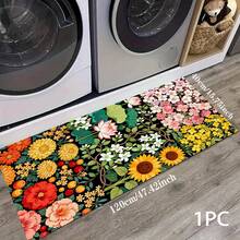 1 pieza Alfombra de serie con estampado floral colorido, felpudo de interior, alfombra de dormitorio junto a la cama, alfombra de cocina, apta para sala de estar, lavandería, baño - Multicolor - Ver 8