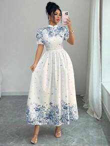 Women Midi Dresses - Blue - View 7