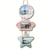 1 Set Decorative Modern Wooden Wall Hanging Photo Frame, Lightweight Wall-Mounted Picture Frame, Suitable For Home And Birthday Party Decor - Pink - View 4