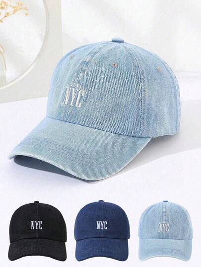 1pc New York Embroidered Baseball Cap - Unisex, Adjustable Breathable Snapback, Retro New York Street Style Hat