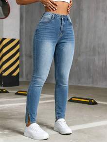 Jeans ajustados azules sexy vintage Y2K para mujer, vaqueros elásticos de calle para vacaciones, casual de verano 2026 - Azul lavado medio - Ver 5