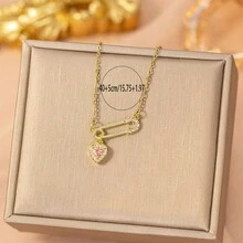 1 chiếc mặt dây chuyền hình trái tim ngọt ngào và cá tính, dây chuyền đeo xương đòn, phụ kiện độc đáo đa năng. - kẹp giấy hình trái tim - Xem 5