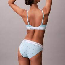 Calvin Klein Icon Cotton Modal Lightly Lined Triangle Bralette QF8498 - Diamond Logo Antarctic Blue - 查看 5