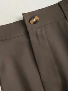 Falda acampanada de talle alto estilizante para mujer, adecuada para ir al trabajo, primavera y verano - Café integral - Ver 3