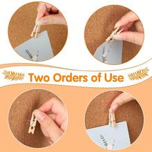 20pcs Wooden Push Pins For Bulletin Board, Message Board Clips Wooden, Photo Card Holder Stationery, Desk Organizer For Office Students DIY Wall Decor (Natural Wood) - 20 Pcs/Box - View 7