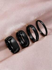 4pcs/Set Minimalist Versatile 18K Gold Plated Stainless Steel Rings, Featuring Varying Thickness Spherical Bands, Suitable For Both Men And Women, The Same Couple Rings Are More Suitable For Women's Daily Wear - 4 Pieces Of Inner and Outer Ball Rings - View 26