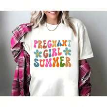 Camiseta de Verano para Mujer Embarazada 100% Algodón, Camiseta de Maternidad, Camiseta para el Día de la Madre, Camisetas Estampadas 100% Algodón para Mujer, Camisetas Gráficas de Primavera/Verano para Mujer, Transpirable y Cómoda. - Camiseta de embarazada001 - Ver 2