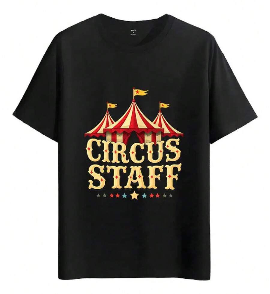 Muscle Freaks T-Shirt With Circus Style Graphic Design - Black - View 1