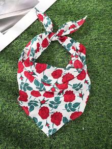 1 chiếc khăn tam giác cài đầu họa tiết hoa hồng mini phong cách Bohemian thời trang, phù hợp đeo hàng ngày, đi du lịch, nghỉ dưỡng và mặc thường ngày, phụ kiện tóc mùa hè cho nữ - Đỏ - Xem 8