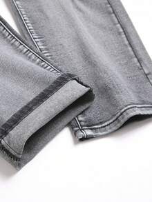 Men's Fashionable Distressed Denim Jeans - Grey - View 8